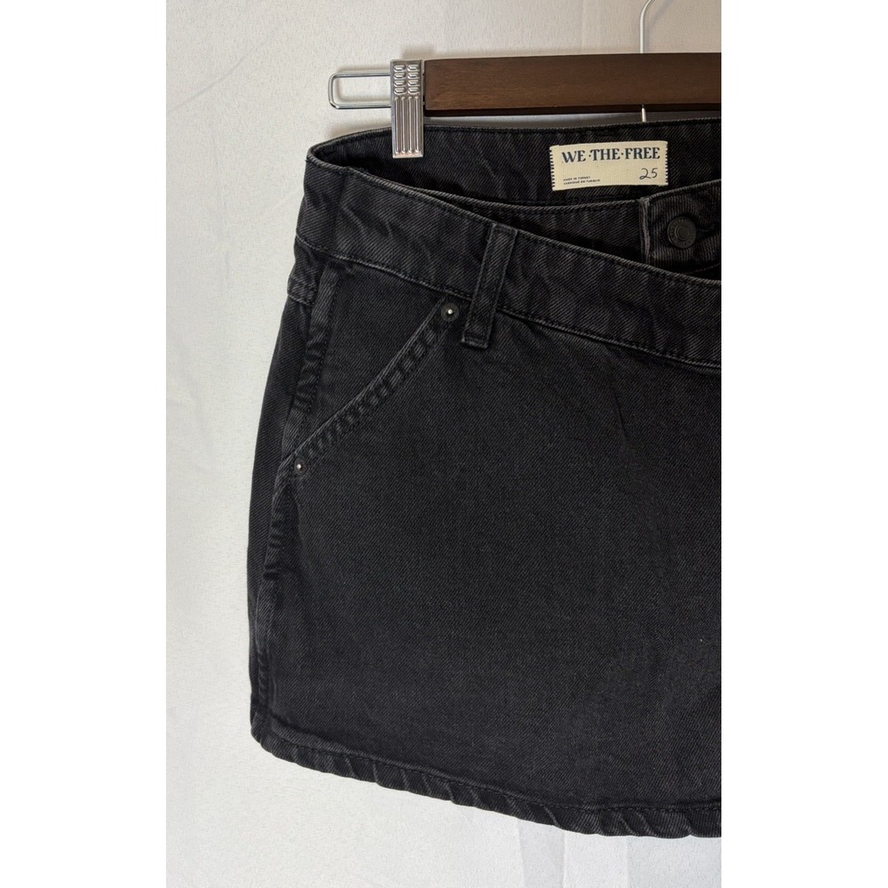 Free People Wynne Denim Skirt Size 25 Black Casual Button Up Wrap Preppy Y2K - Picture 3 of 9